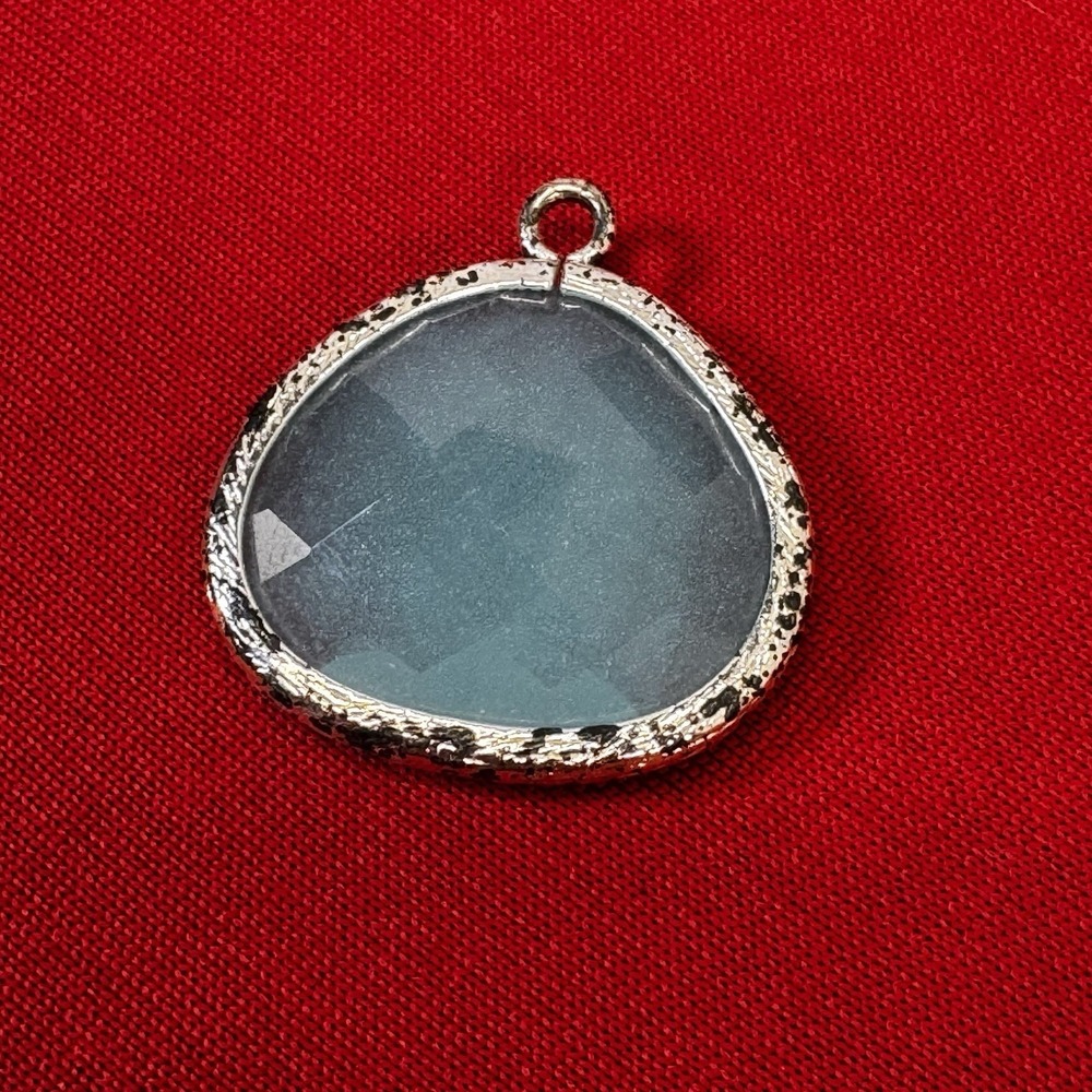 Silver Tone Pendant with BLUE CHALCEDONY Type Stone